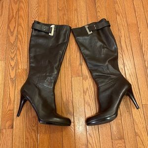 Dark Brown Leather Nine West Knee High Boots
